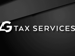 Logo for AG Tax Services on a dark background with modern design elements