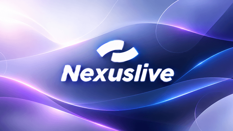 Abstract wavy background with the logo "Nexuslive" in the center.